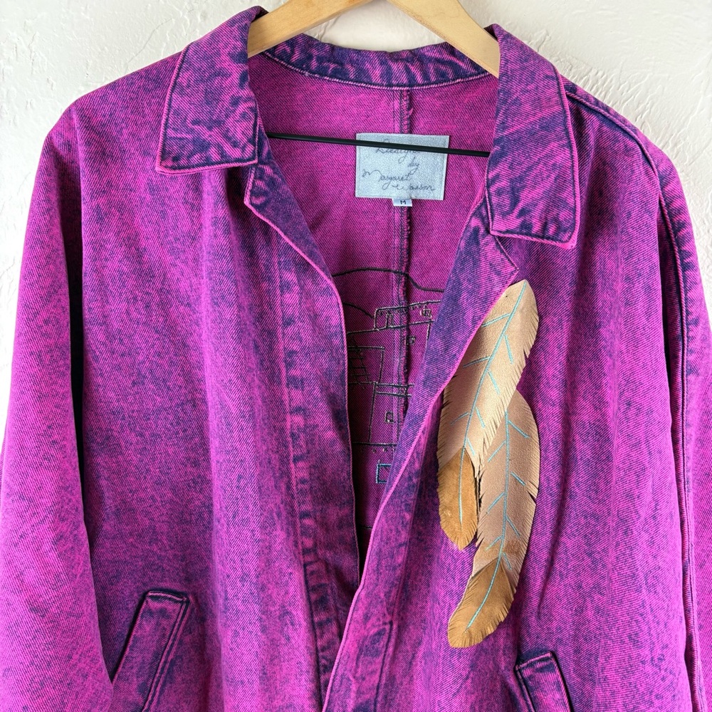 Denim Jean Jacket Pink Stonewashed Southwest Pueblo Taos Margaret Wasson Medium - Picture 7 of 13